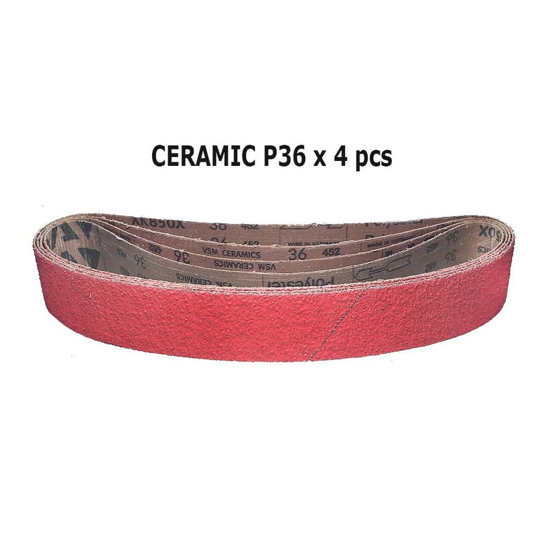 Rams Bralin 10 x 2 inch Expander Wheel Ceramic Sanding Sleeves Motor Bench Abrasive Wheel Grinder Machine Accessories (4 pcs Ceramic Belts P36) - Image 2